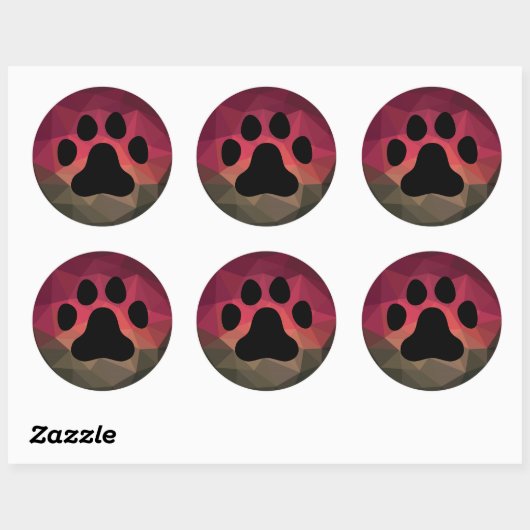 Sticker Rond Empreinte animale, patte chat/chien (Feuille)
