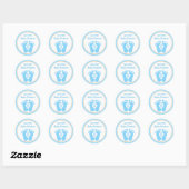 Sticker Rond Empreinte Baby shower Garçon Favoriser les étiquet (Feuille)