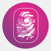 Sticker Rond Empreinte blanche en rose (Devant)