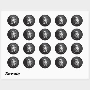 Sticker Rond Empreinte blanche sur noir