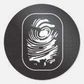 Sticker Rond Empreinte blanche sur noir (Devant)