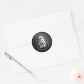 Sticker Rond Empreinte blanche sur noir (Enveloppe)