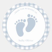 Sticker Rond Empreinte Bleu Cute Bébé Enveloppe Garçon (Devant)