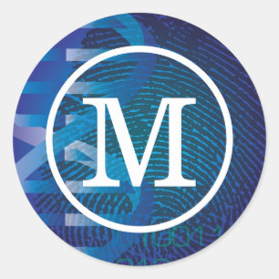 Sticker Rond Empreinte d'ADN monogramme