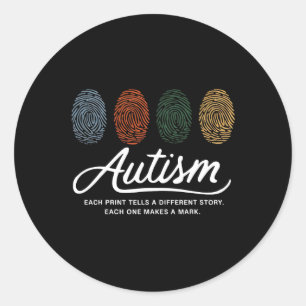 Sticker Rond Empreinte D'Autisme Chaque Impression Dit Un Autre