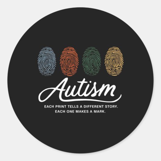 Sticker Rond Empreinte D'Autisme Chaque Impression Dit Un Autre (Devant)