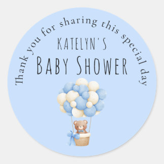 Sticker Rond Empreinte de Bébé Garçon Baby Shower Bleu