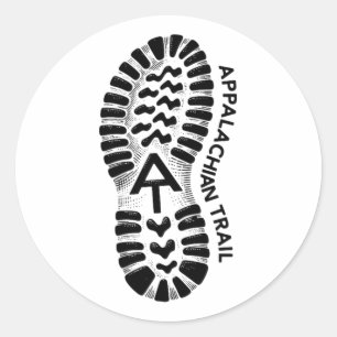 Sticker Rond Empreinte de chaussure de randonnée sur le sentier
