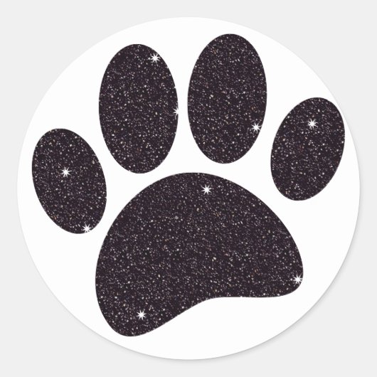 Sticker Rond Empreinte de chien de Parties scintillant noire (Devant)