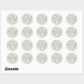 Sticker Rond Empreinte de fleurs pastel retro Boho (Feuille)
