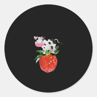 Sticker Rond Empreinte de fraises Vache rose mignonne