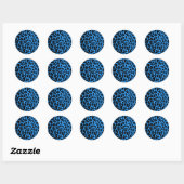 Sticker Rond Empreinte de léopard bleu foncé (Feuille)