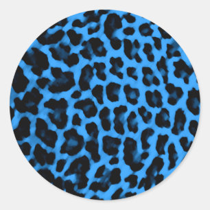 Sticker Rond Empreinte de léopard bleu foncé