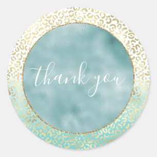 Sticker Rond Empreinte de léopard d'or de la teinte d'eau Girl