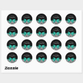 Sticker Rond Empreinte de léopard Emerald Green Ribbon Bow Nom (Feuille)