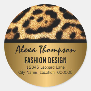 Sticker Rond Empreinte de léopard et Gold Look
