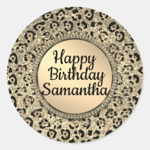 Sticker Rond Empreinte de léopard Gold Glam Parties scintillan