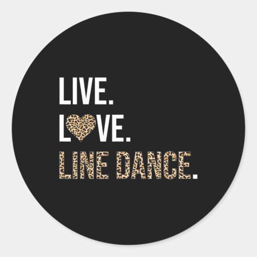 Sticker Rond Empreinte de léopard Live Love Line Dance Danser d (Devant)