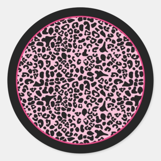 Sticker Rond Empreinte de léopard moderne tendance Hot Pink et (Devant)