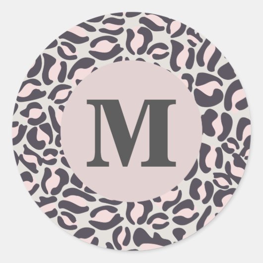 Sticker Rond Empreinte de léopard Monogram Classic Pink Jungle (Devant)
