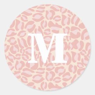 Sticker Rond Empreinte de léopard Monogram Classic Pink Jungle 