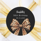 Sticker Rond Empreinte de léopard noir Bow Anniversaire