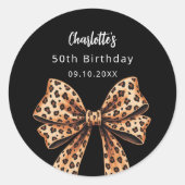 Sticker Rond Empreinte de léopard noir Bow Anniversaire (Devant)