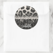 Sticker Rond Empreinte de léopard Parties scintillant argent (Sac)