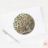 Sticker Rond Empreinte de léopard Parties scintillant d'or (Enveloppe)