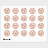 Sticker Rond Empreinte de léopard Peach Rose Gold Blush Pink Gl (Feuille)