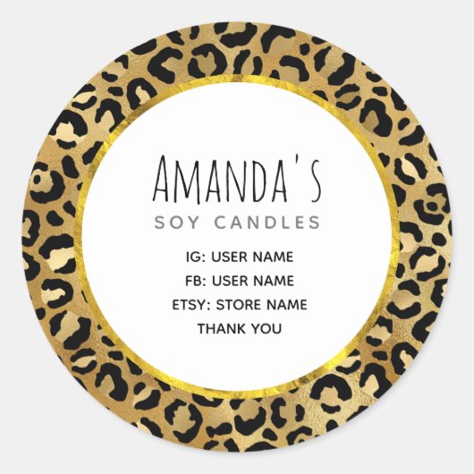 Sticker Rond Empreinte de léopard sauvage et exotique Motif (Devant)