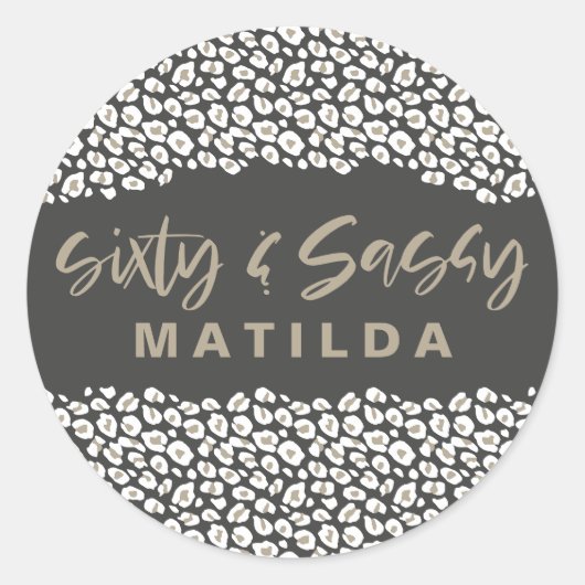 Sticker Rond Empreinte de léopard soixante et sassy 60e anniver (Devant)