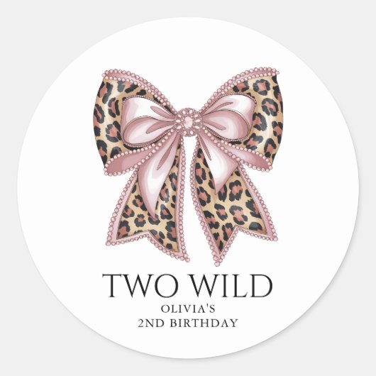 Sticker Rond Empreinte de léopard Two Wild Bow 2e anniversaire (Devant)