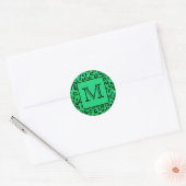 Sticker Rond Empreinte de léopard vert avec Monogramme personna (Enveloppe)