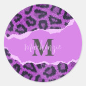 Sticker Rond Empreinte de léopard violet (Devant)