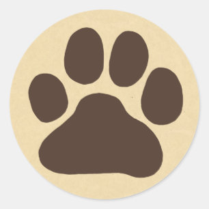 Sticker Rond Empreinte de pas canine mignonne de l'empreinte de