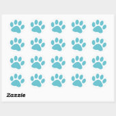 Sticker Rond Empreinte de patte animal chien bleu clair (Feuille)
