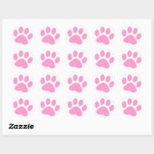 Sticker Rond Empreinte de patte animal chien rose clair (Feuille)