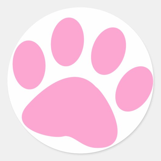 Sticker Rond Empreinte de patte animal chien rose clair (Devant)