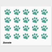 Sticker Rond Empreinte de patte animal chien turquoise (Feuille)