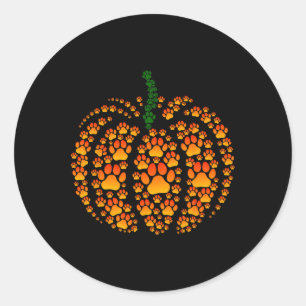 Sticker Rond Empreinte de patte animal Citrouille Paw Citrouill
