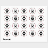 Sticker Rond Empreinte de patte Animaux de compagnie Traite Éti (Feuille)