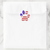 Sticker Rond Empreinte de patte avec le drapeau américain (Sac)