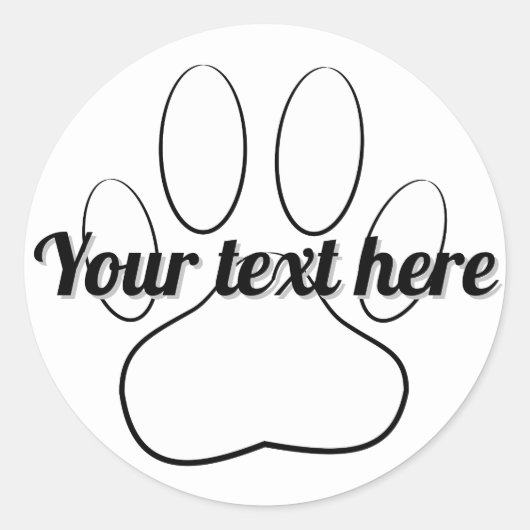 Sticker Rond Empreinte de patte blanc Ajouter un texte personna (Devant)