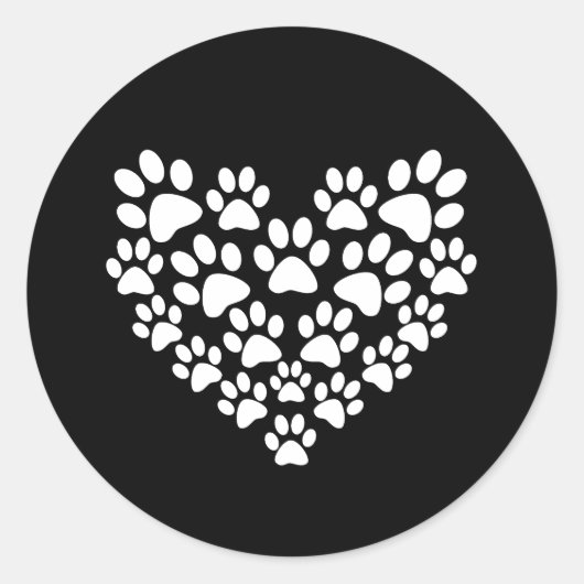 Sticker Rond Empreinte de patte blanc mignon (Devant)