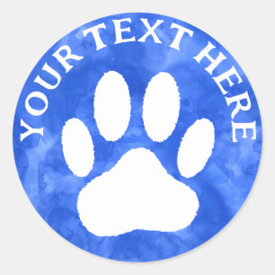 Sticker Rond Empreinte de patte blanche Texte modifiable Aquare