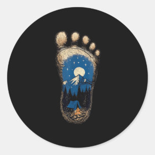 Sticker Rond Empreinte de patte de Bigfoot camping montagne sas