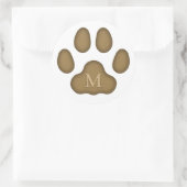 Sticker Rond Empreinte de patte de chat marron Monogramme perso (Sac)