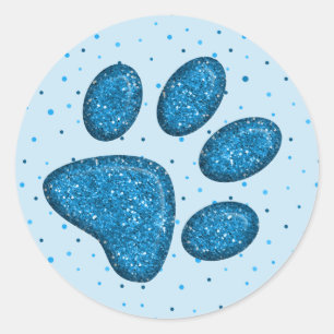 Sticker Rond empreinte de patte de chat mousseux - ciel