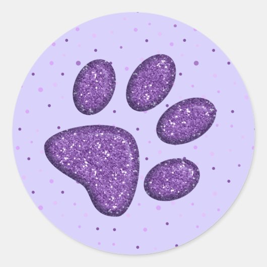 Sticker Rond empreinte de patte de chat mousseux - violet (Devant)